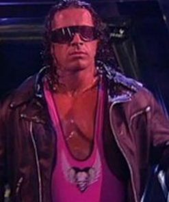 Bret Hart Hitman Wrestler Black Leather Jacket