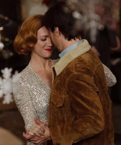 Christmas with the Campbells Justin Long Shearling Brown Jacket