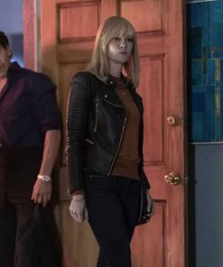 Gretchen Mol American Gigolo Michelle Stratton Quilted Black Leather Jacket