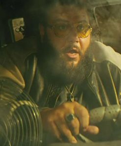 Mohammed Amer Black Adam Karim Grey and Black Bomber Leather Jacket