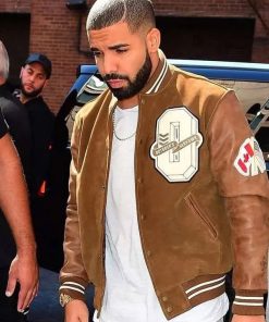 Drake Brown Leather Varsity Jacket