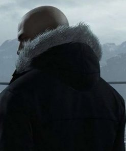 Hitman Agent 47 Rupert Friend Black Shearling Hooded Jacket