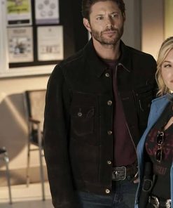 Big Sky Jensen Ackles Black Suede Leather Jacket