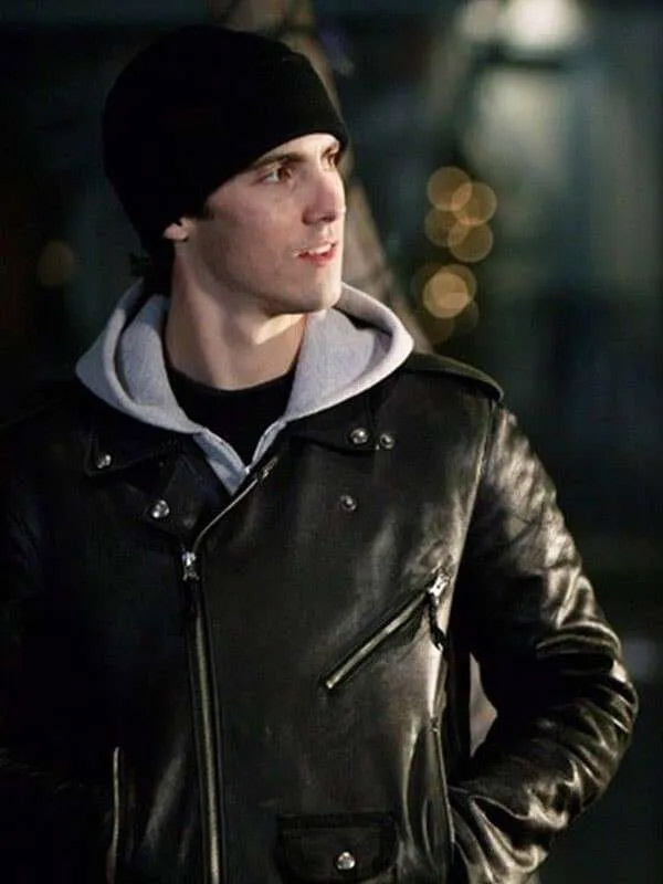 Jess Mariano Gilmore Girls Black Leather Biker Jacket Jess Mariano Gilmore Girls Milo Ventimiglia Black Leather Biker Jacket