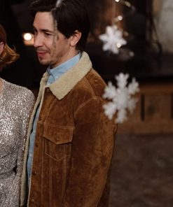 Christmas with the Campbells Suede Leather Shearling Brown Jacket