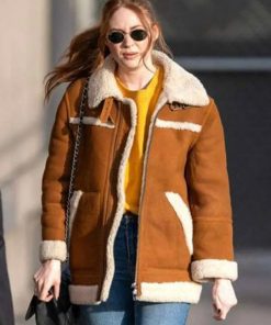 Karen Gillan Brown Shearling Jacket