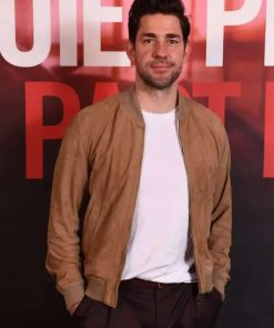 A Quiet Place Part II Event Night Bomber Suede Leather Jacket
