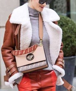 Rosie Huntington-Whiteley Brown Leather Shearling Jacket