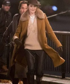 Michelle Dockery The Gentlemen Brown Wool Coat