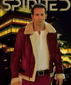 Spirited Ryan Reynolds Shearling Leather Jacket