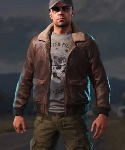 Far Cry 5 Brown Leather Aviator Jacket