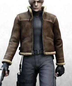 Video Game Resident Evil 4 Leon Kennedy Shearling Jacket