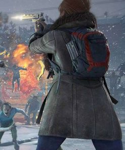 Video Game World War Z Oksana Orlovskaya Shearling Fur Leather Coat