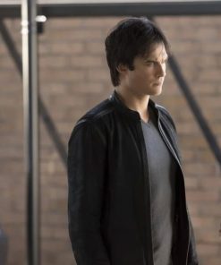 Damon Salvatore TV Series The Vampire Diaries Black Leather Jacket