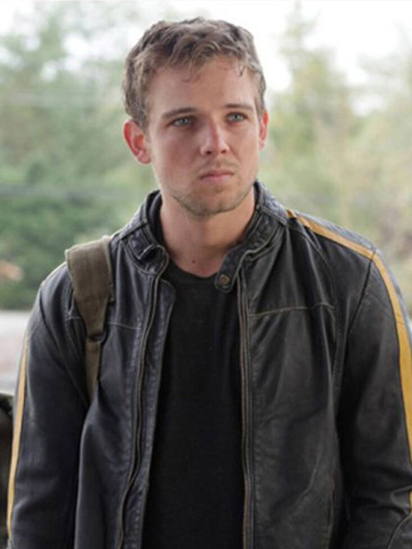 Dylan Massett Bates Motel Black Cafe Racer Leather Jacket Dylan Massett Bates Motel Max Thieriot Black Cafe Racer Leather Jacket
