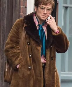 Taron Egerton Rocketman Brown Shearling Coat