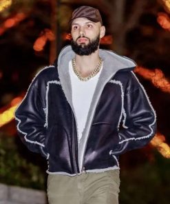 Hudson Yards Evan Fournier Black Shearling Jacket