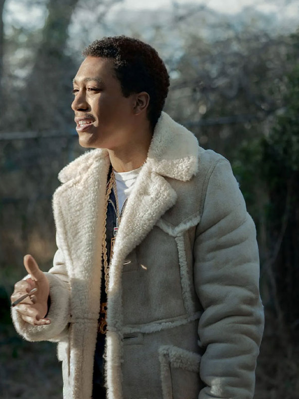 Meech TV Series Black Mafia Family Demetrius Flenory Jr. Shearling Coat Demetrius Flenory Jr. Black Mafia Family Shearling Coat