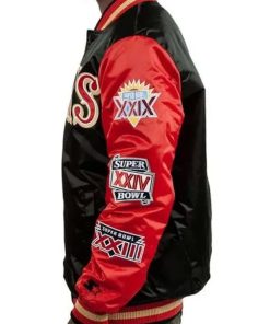 San Francisco 49ers Champs Patches Red and Black Bomber Jacket