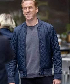 Damian Lewis Billions Blue Quilted Bomber Jacket
