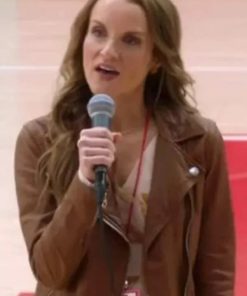 Miss Jenn TV Series High School Musical Kate Reinders Brown Leather Jacket