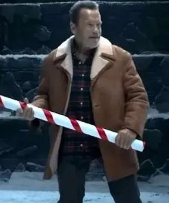 World Of Tanks Holiday Ops 2023 Arnold Schwarzenegger Brown Suede Leather Jacket