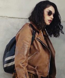 TV Series The Protector Hazar Ergüçlü Brown Leather Biker Jacket
