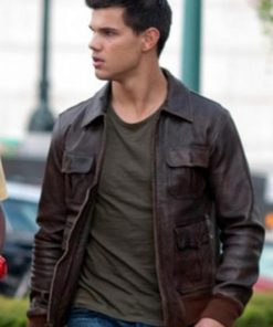 Taylor Lautner Nathan Abduction Brown Leather Jacket