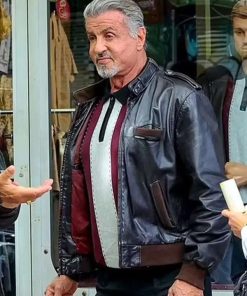 Dwight ‘The General’ Manfredi TV Series Tulsa King 2022 Black Leather Jacket