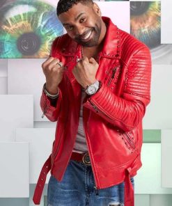 Singer Ginuwine Studded Red Leather Jacket