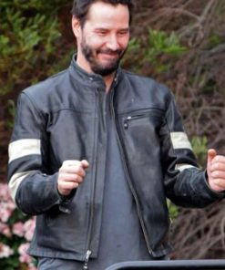 Movie John Wick 2 Keanu Reeves Black Leather Jacket