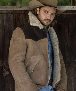 Kayce Dutton Yellowstone S05 Luke Grimes Brown Suede Leather Shearling Jacket