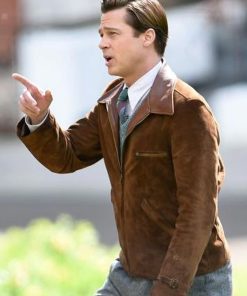 Brad Pitt Max Vatan Allied Brown Leather Jacket