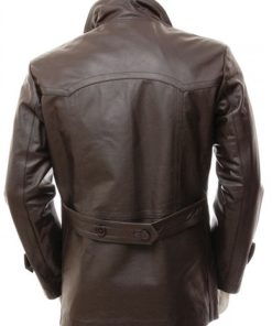 Men's Brown Double Breasted Leather Coat