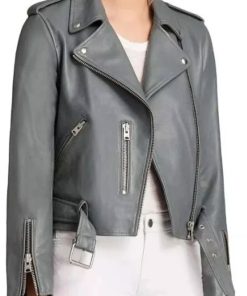 Nyla Harper The Rookie Season 03 Gray Biker Leather Jacket