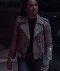 Mekia Cox The Rookie S03 Gray Leather Biker Jacket