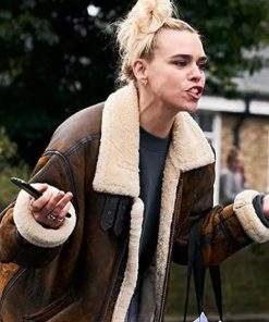 Billie Piper I Hate Suzie S01 Brown Shearling Jacket