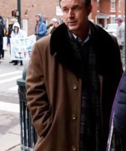 David Arquette On Sacred Ground Brown Wool Coat