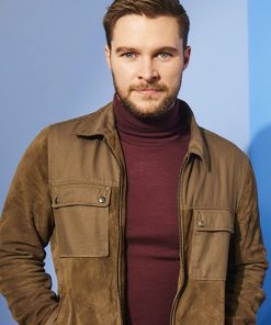 Jack Reynor Flora and Son Ian Brown Suede Leather Jacket