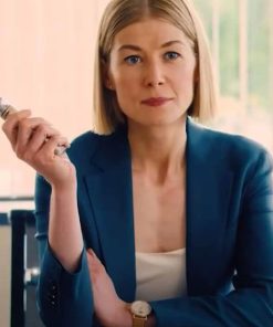 Rosamund Pike I Care a Lot Marla Grayson Blue Blazer