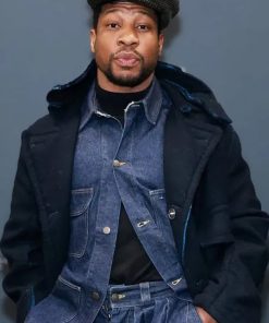 Jonathan Majors Magazine Dreams Killian Blue Wool Coat
