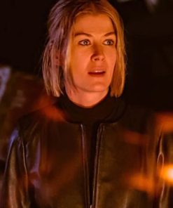 Rosamund Pike I Care a Lot 2021 Marla Grayson Black Leather Jacket