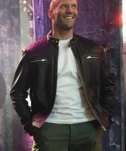 Lee Christmas The Expendables 4 2023 Jason Statham Black Leather Jacket