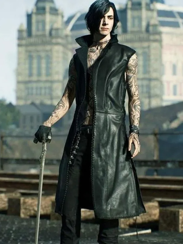 V Devil May Cry 5 Black Leather Coat V Devil May Cry 5 Coat