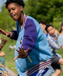 Eddie 13 The Musical Ramon Reed Blue and Purple Varsity Jacket