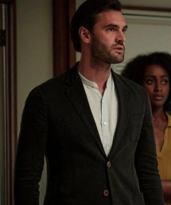 Tom Bateman Behind Her Eyes David Black Wool Blazer Coat