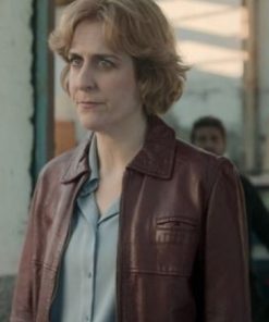 Inspectora Millán The Snow Girl Brown Leather Jacket