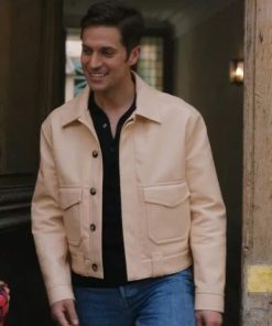 Emily in Paris Lucas Bravo Beige Leather Jacket