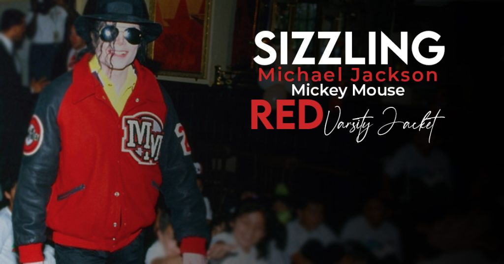 Michael Jackson Mickey Mouse Red Varsity Jacket