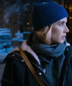 Sloane Holidate Emma Roberts Black Polyester Shearling Jacket